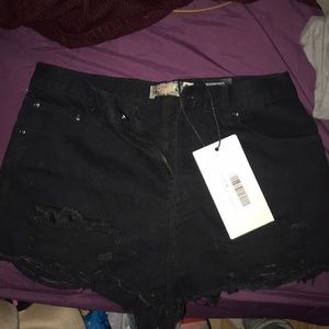 Black cut off shorts